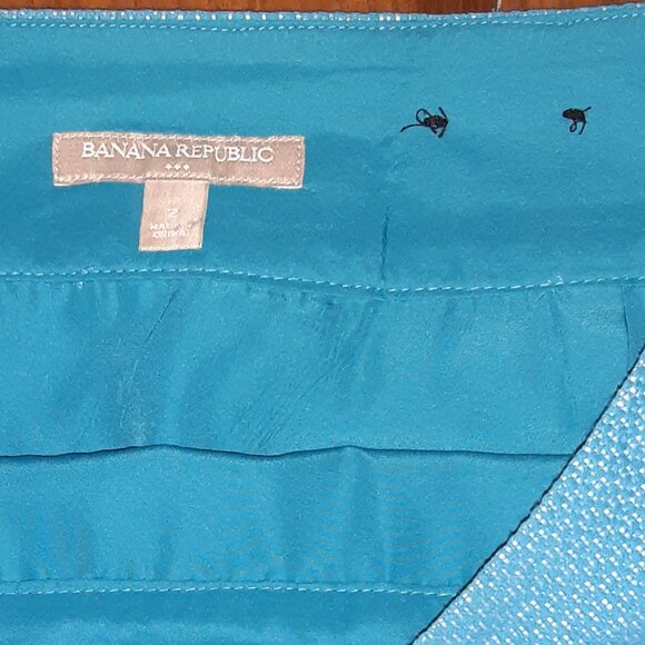 Banana Republic * Aqua Linen Skirt * Sz 2 * 29 1/2" Waist * Lined * - Picture 10 of 11